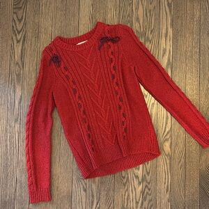J. Crew The Reeds Sweater Cable Knit Crew Neck Size Small Red Blue